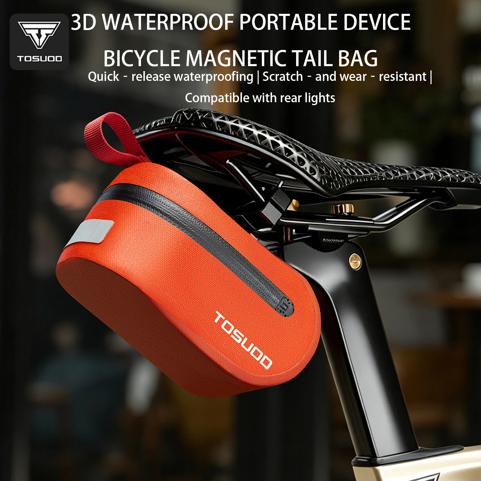 TOSUOD Fahrradtasche Outdoor Wasserdichte Fahrrad-Satteltasche Kompakt und Tragbar Passend für Straßen- und Mountainbikes