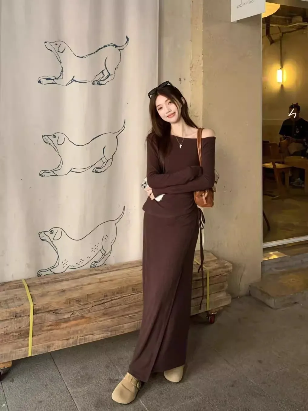 Vestidos femininos vestido para usar um casamento para mulher outono malhas painéis midi respirável em camadas minimalista francês requintado ajuste