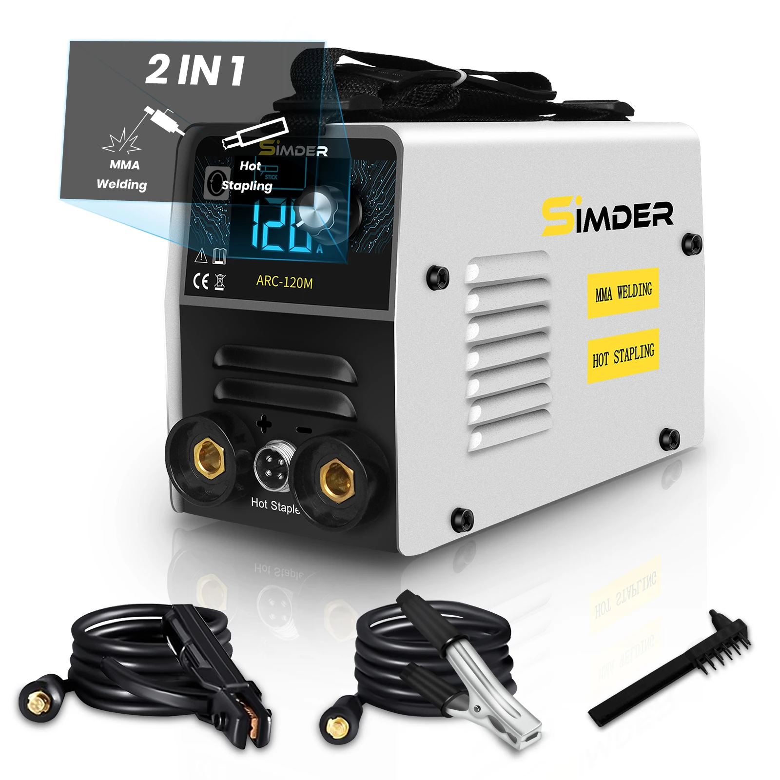 SSIMDER Stick Welder Plastic Welder 2 in 1 Welding Machine ARC-120M 110V MMA ARC Welder Machine dc Inverter Welder with Digital