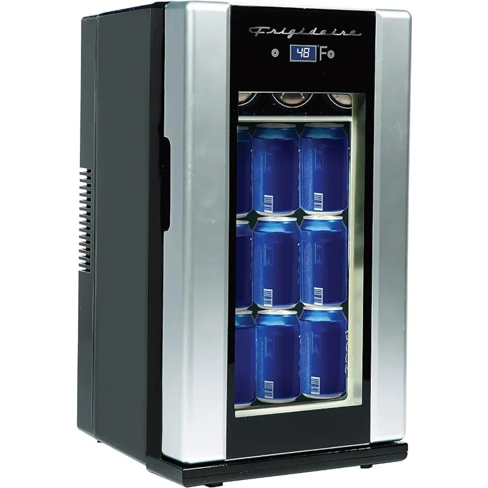 FRIGIDAIRE EFMIS567_AMZ 18 Can OR 4 Wine Bottle Retro Beverage Fridge, Temperature Control, Thermoelectric, FreonFree, Stainless