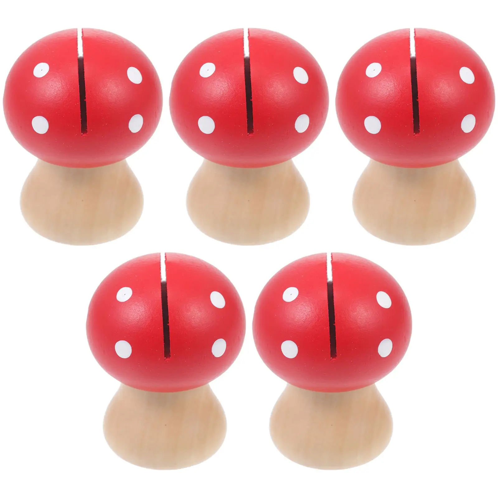 

5pcs Wooden Mushroom Card Holder Retro Red Color Photo Memo Note Clamp Display Decor Card ganizer Desk Tidy