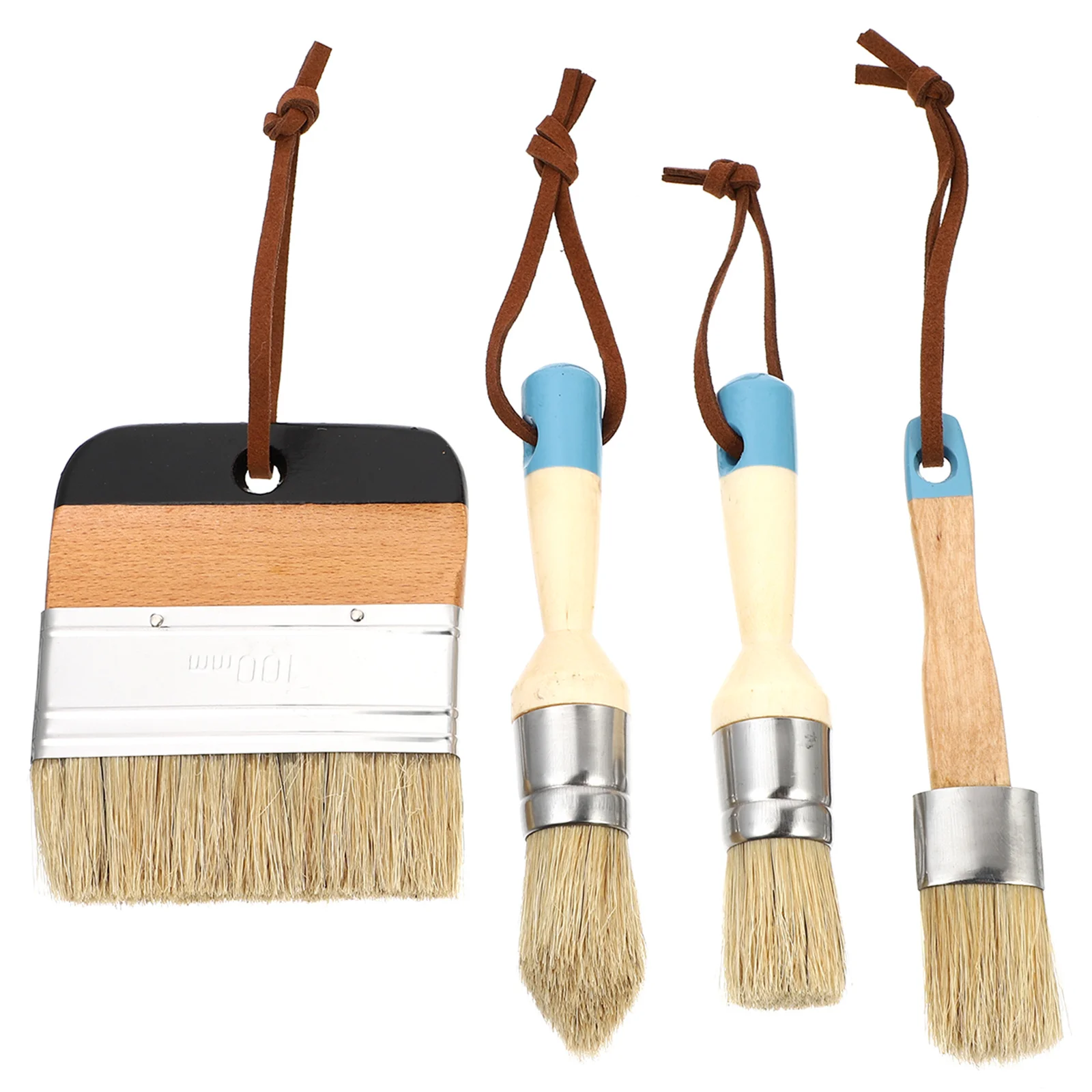 

4Pcs Boar Bristle Paint Brush Set 1 Inch Rounded Wooden Handle Durable Home Decoration Painting Tool Compatible with Chalk Paint