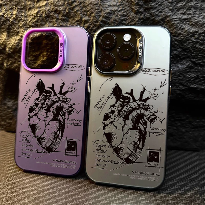 Cardiovascular Heart-shaped Phone cases for iPhone16 15 14 13 11 12 Pro Max Mini X XR XS 7 8 Plus SE Cover fall protection case