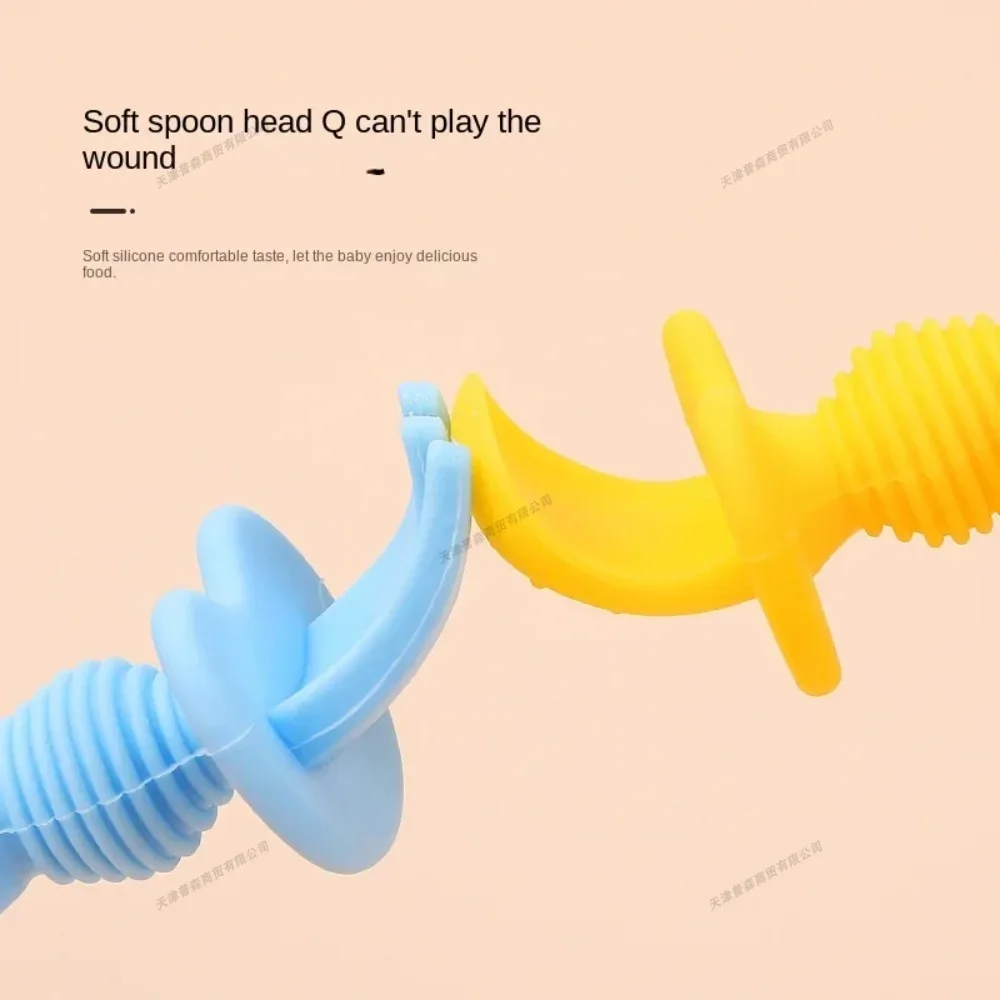 Baby-Silikon-Gabellöffel, kaubare Utensilien, erste Stufe, Training, Raubtier, Kleinkind-Utensilien für Babys, LED-Entwöhnung, mit Aufbewahrungsbox