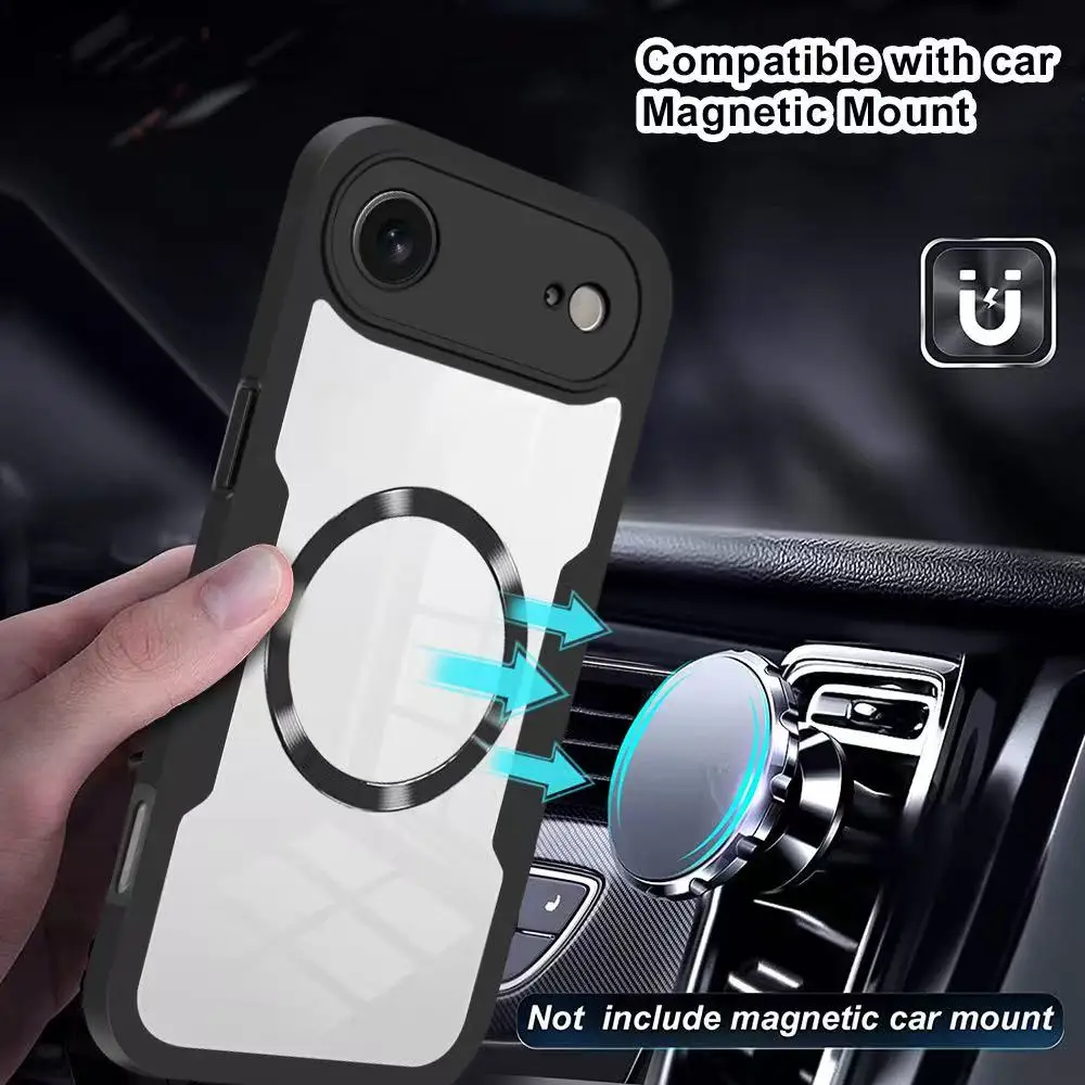 360 °   غطاء حماية مغناطيسي مقاوم للصدمات بتغطية كاملة لهاتف iPhone 17 Air 17 16 15 14 13 Pro Max Magsafe حافظة شحن لاسلكية