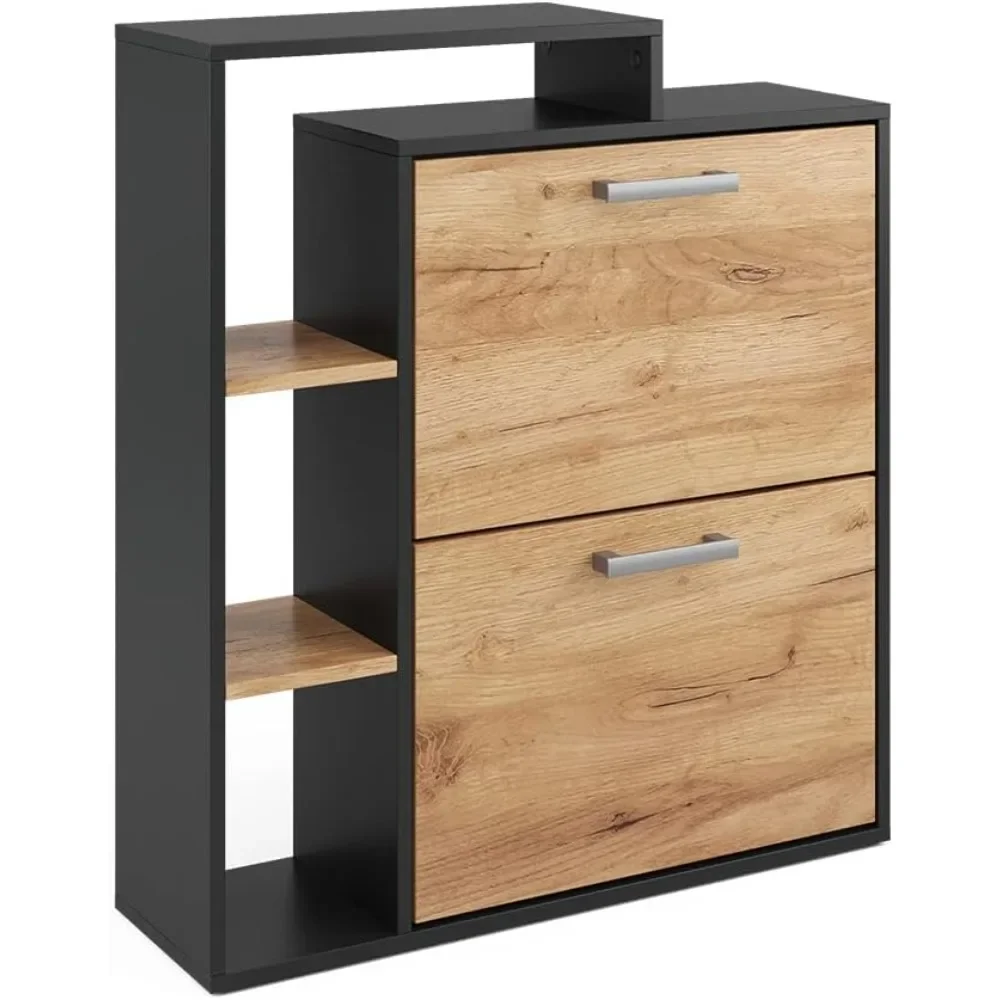 Meuble à chaussures Orlando, chêne doré résistant, 24,5x90 cm, 2 compartiments