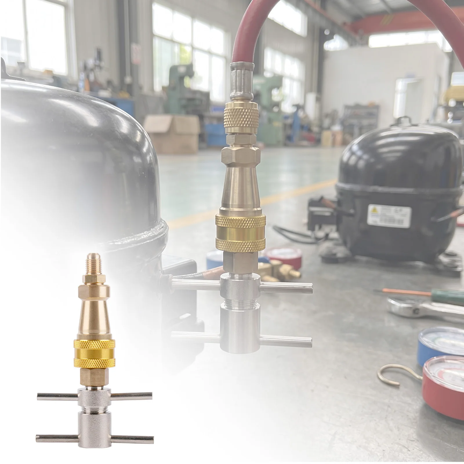 1/4 Inch Metal Quick Connector Refrigerator Quick Connection Tool Brass Coupling for Refrigerators and Cleaning Applications