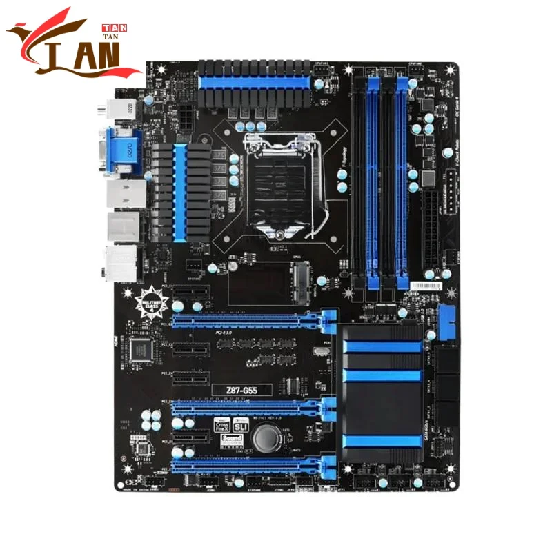 For Z87-G55 Motherboard 32GB DVI HDMI LGA 1150 DDR3 ATX Z87 Mainboard 100% Tested Fully Work Tan