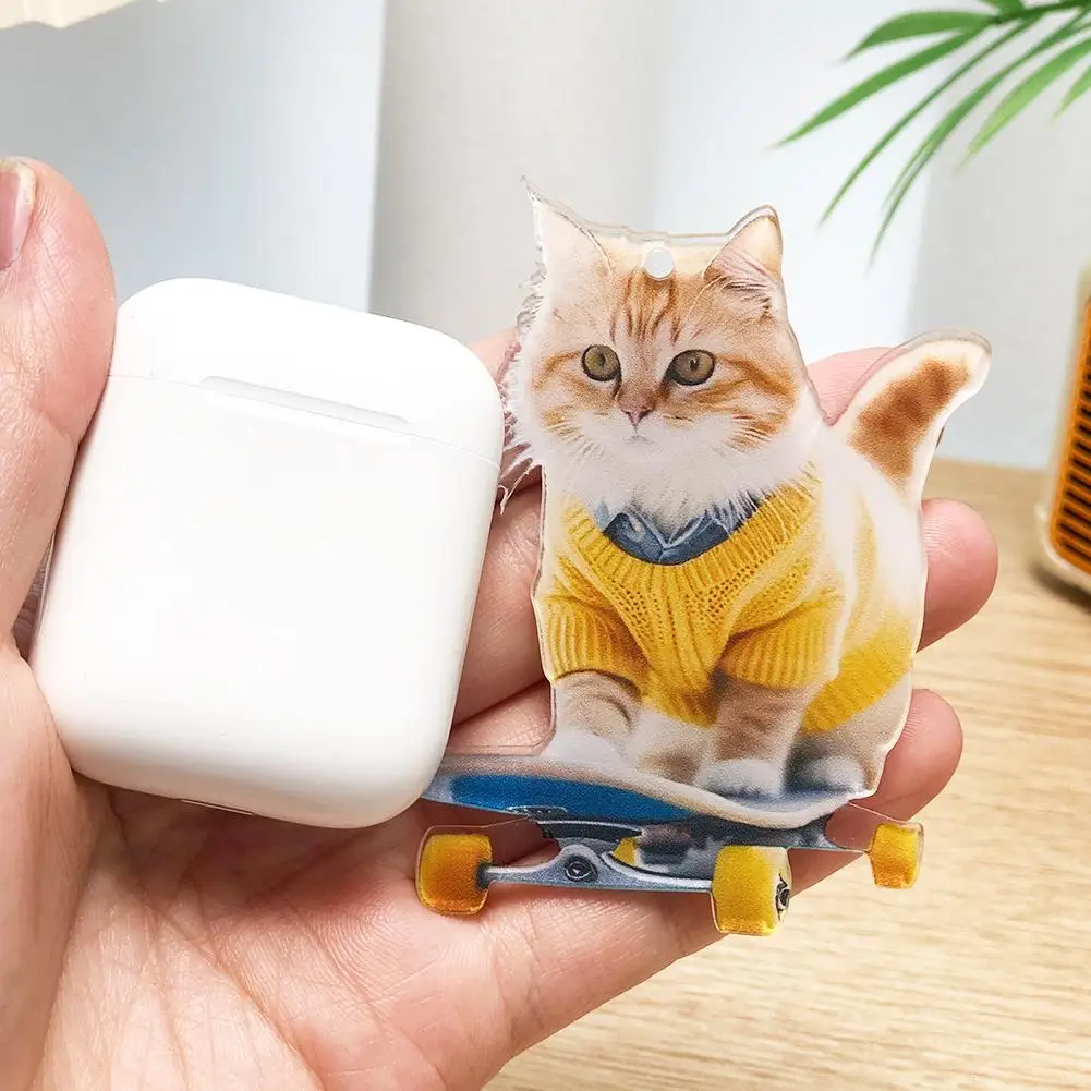 

Acrylic Car Hanging Pendant Rearview Mirror Decoration Compact Cat-Shaped 2D Cute Cats Car Interior decoration 2026 new