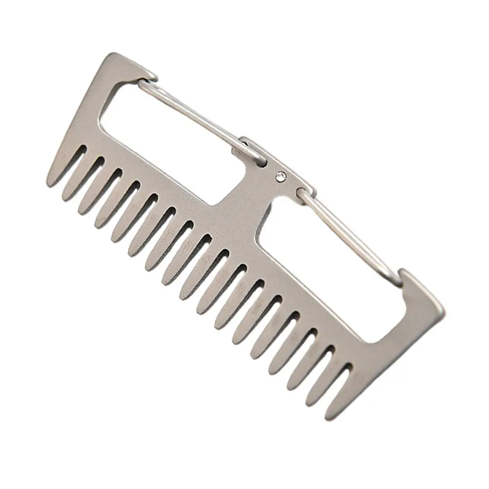 

1 шт. Уличный антистатический гребень из титанового сплава с брелоком, портативный, легкий, многофункциональный, для путешествий, маленький гребень, идеальный подарок