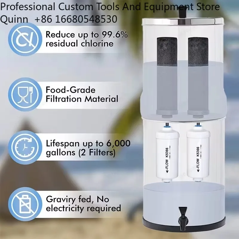 

FRNSF Activated Carbon Water Filter Element Efficient 304 Stainless Steel Gravity Water Purifier for Outdoor Household Portable