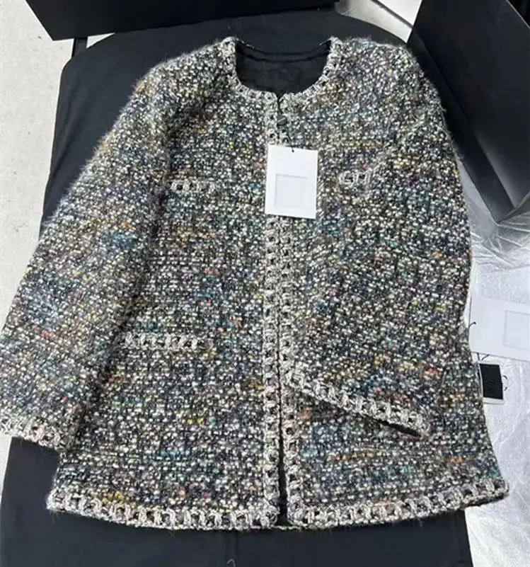 Europe and the United States women's 2024 winter new Long sleeves and round neck Fashion customization The tweed jacket