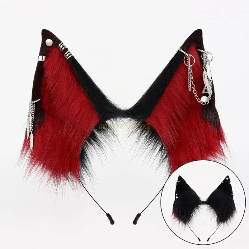 31BF شخصية لعب دور الحيوان الأذن Headbands لينة أفخم الذئب الأذن هيرباند الشعر الديكور لعشاق زي #3