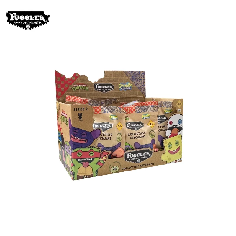 Original ﻿ Fuggler chaveiro caixa cega 2 dentes feios monstro adolescente mutante ninja tartarugas bob esponja figura chaveiro caixa mistério presente
