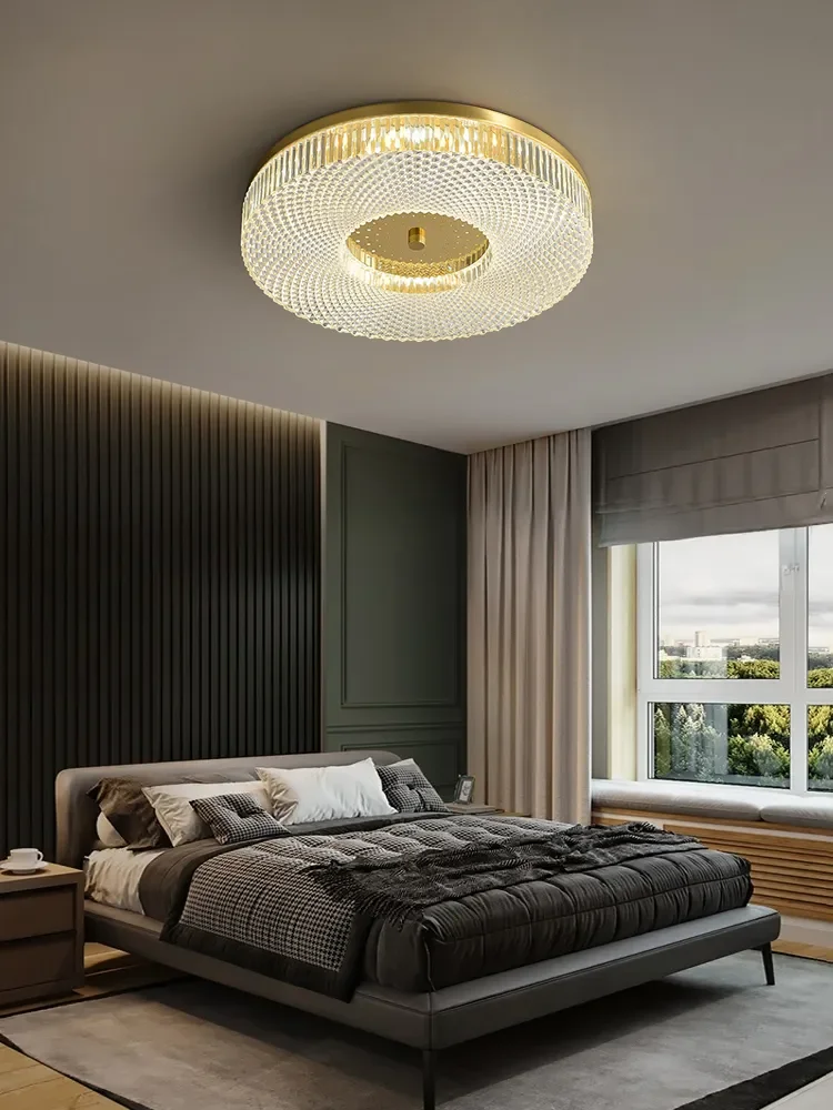 

Nordic Modern Light Luxury Ceiling Light Round Bedroom Living Room Lamp Simple Balcony Room Lamp Aisle All Copper Ceiling Lamp