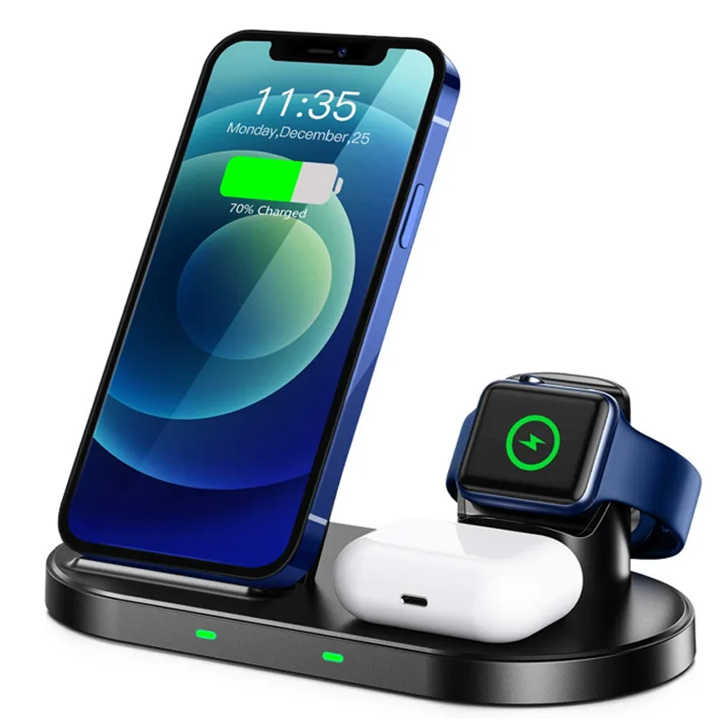 4 in 1 Foldable Wireless Charging Station For iPhone 14 13Pro Apple Watch 7/6 For Samsung Galaxy Watch Chargers 4/3 S22 S21