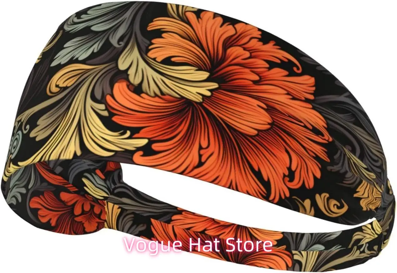 

Elastic Exercise Headband - Soft and Breathable Headband for Running, Cycling, Yoga, and More Vintage Flower Garden Pattern