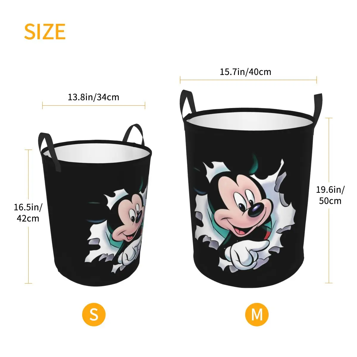 Custom Mickey Mouse Cartoon Laundry Hamper Large Storage Basket Girls Boys Toy Organizer