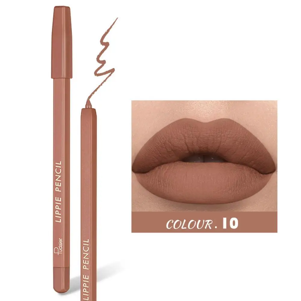12 kleuren Matte Lip Liner Pen Make Up Waterdicht Fluwelen Naakt Mollige Lipliner Met Puntenslijper Tint Lipliner Potlood Contour Lip W0Q3