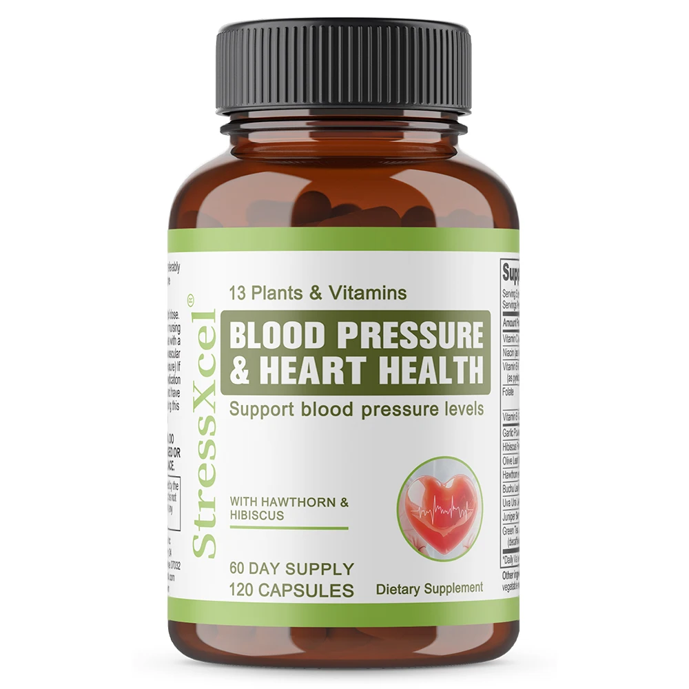 Blood Pressure Support Supplement with Hawthorn, Hibiscus & Garlic - Supports Normal Cardiovascular & Circulatory Health