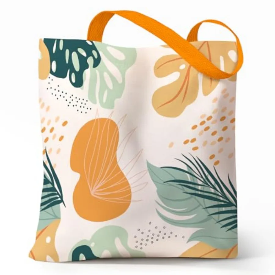 Cute Aesthetic Canvas Tote Bag for Women, Book Totes Bag for Work School Girls, Reusable Totebag with Zipper Pocket