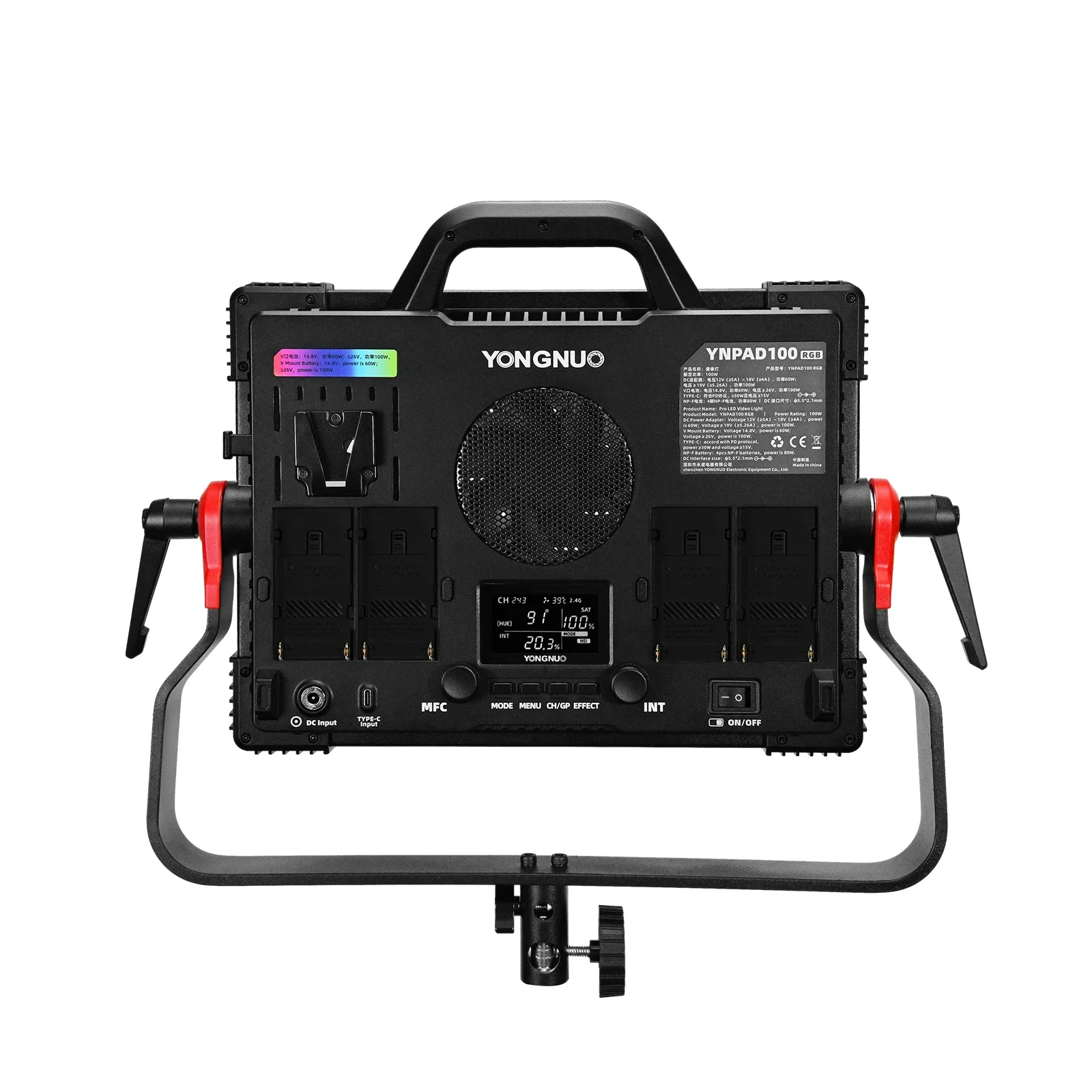 YNPAD100 RGB ستوديو فيديو LED لوحة الضوء مع الألوان الكاملة يصل 100 واط لإضاءة التصوير الفوتوغرافي على YouTube Tikok