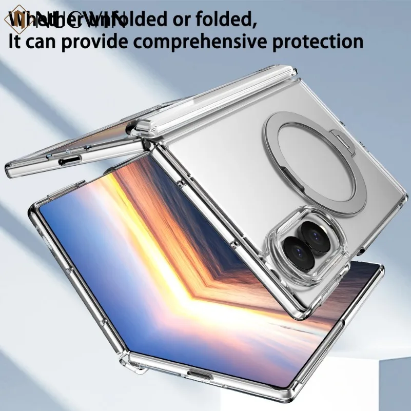 Funda transparente magnética con soporte giratorio de 360° para Samsung Galaxy Z Fold 8 Ultra Z Fold 8, incluye protector de pantalla 5