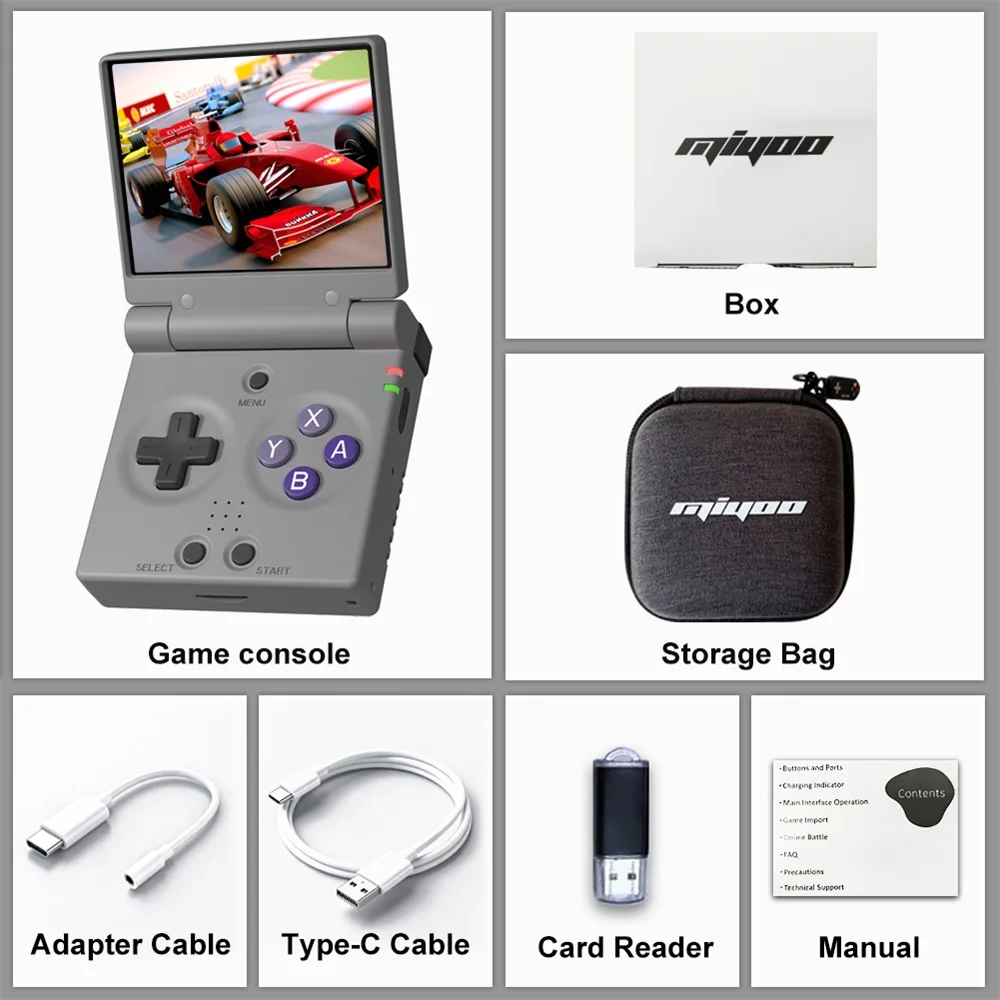 MAYU MINI品 MIYOO Mini Flip Retro Handheld Game Console 2.8 Inch IPS Screen