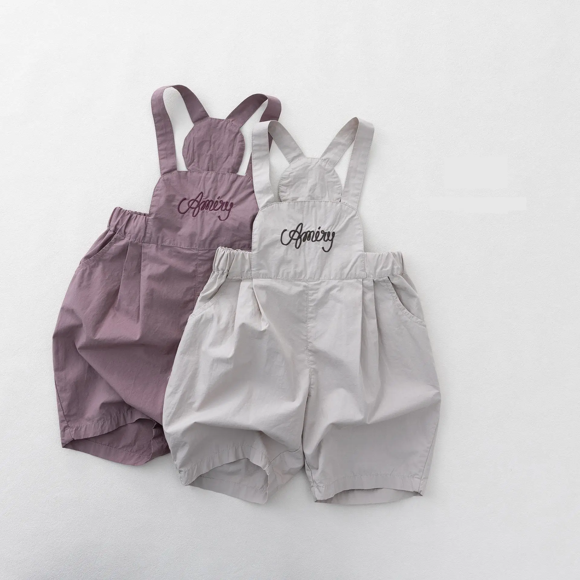 

2026 Summer New Children Loose Overalls Letter Print Girls Sling Jumpsuit Cotton Kids Boys Casual Strap Pants Toddler Clothes