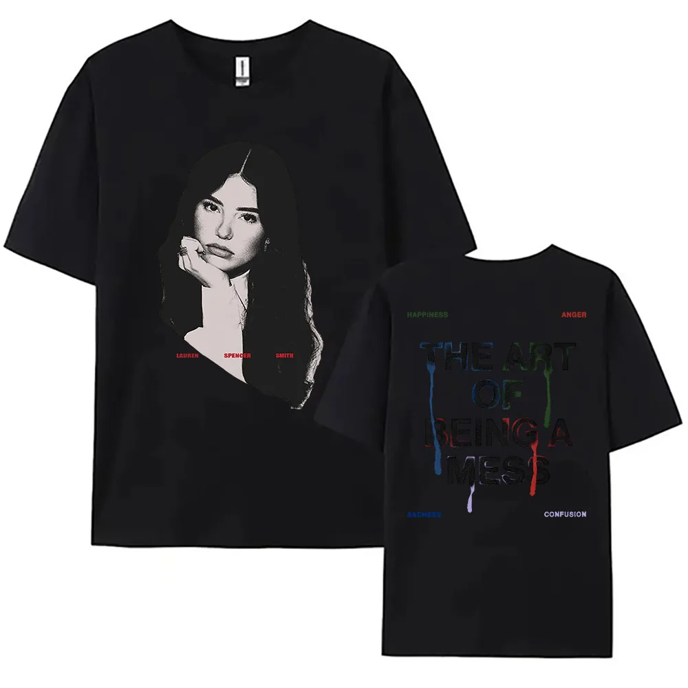 فن كونه فوضى صور تي شيرت لورين سبنسر سميث تي شيرت الصيف القطن النساء الرجال التي شيرت فضفاض موضة المغني طباعة تي شيرت