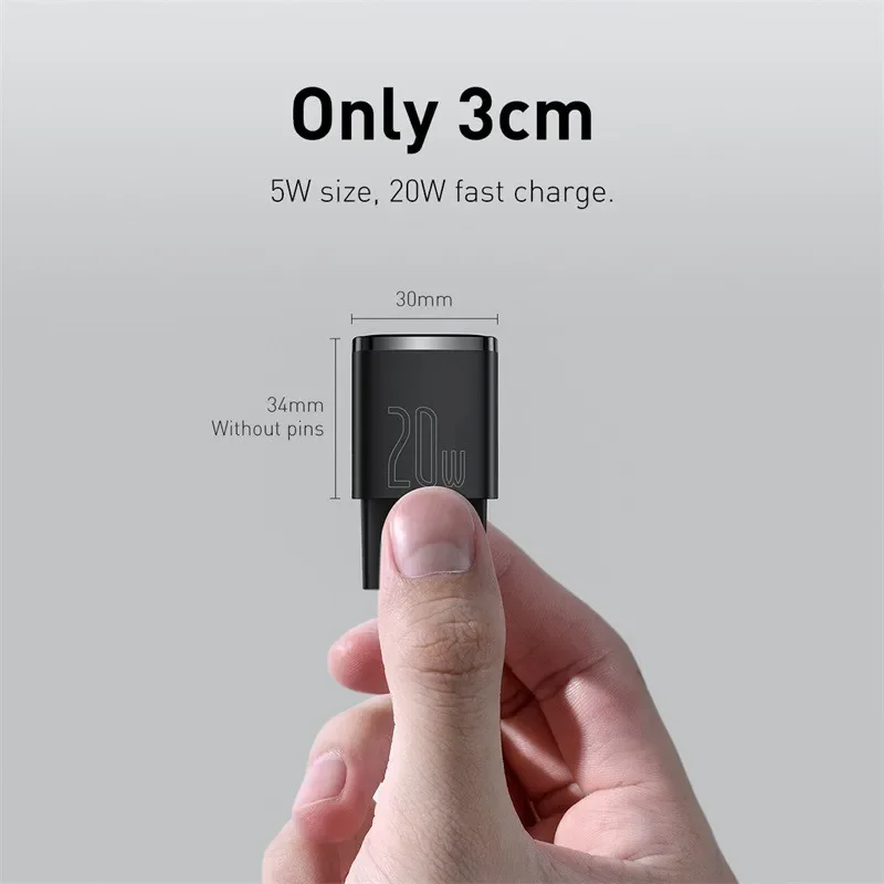 Baseus USB Type C Charger 20W Portable USB C Charger Support Type C PD Fast Charging For iPhone 14 13 12 Pro Max 11 Mini 8 Plus