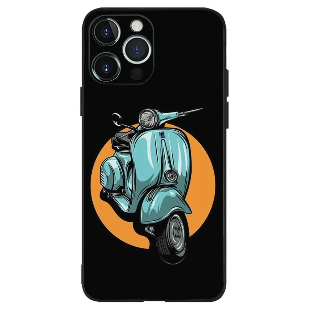 Telefoonhoesje Voor Iphone 16,15,14,13,12,11,Plus,Pro Max, Xs, X, Xr, Se, Mini,8,7 Zacht Merk V-Vespa Scooter