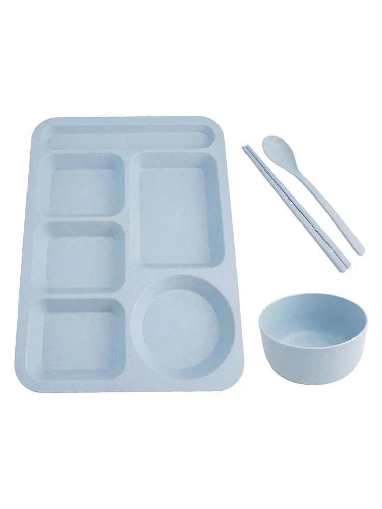 1pc ABS Divided Plates Kit Food Control 5 Compartments Tray Children Food Plate Anti-slip Design Lunch Conta