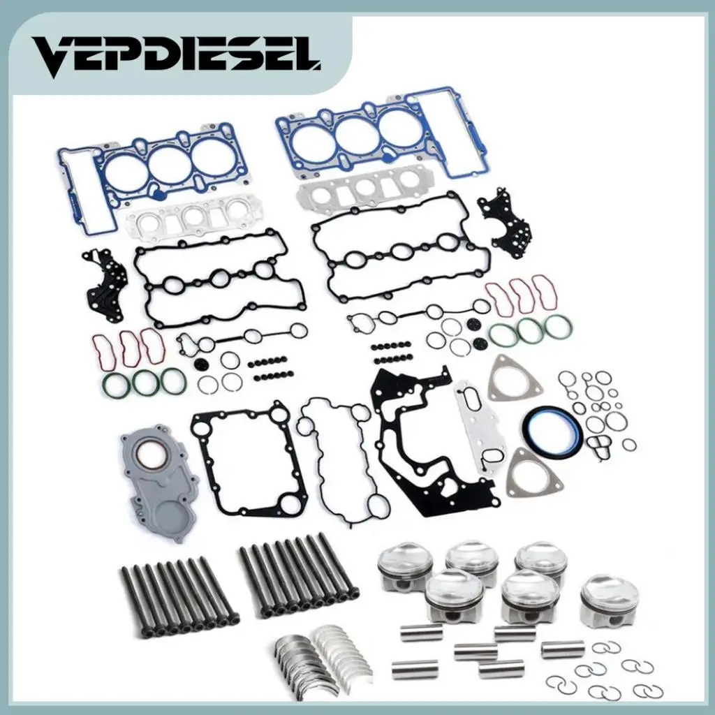 

06E107065DM 06E105561AB Engine Pistons Gaskets Overhaul Rebuild Kit For VW Touareg Audi A4 S4 A5 A6 Q5 Q7 2009-2017 3.0 T