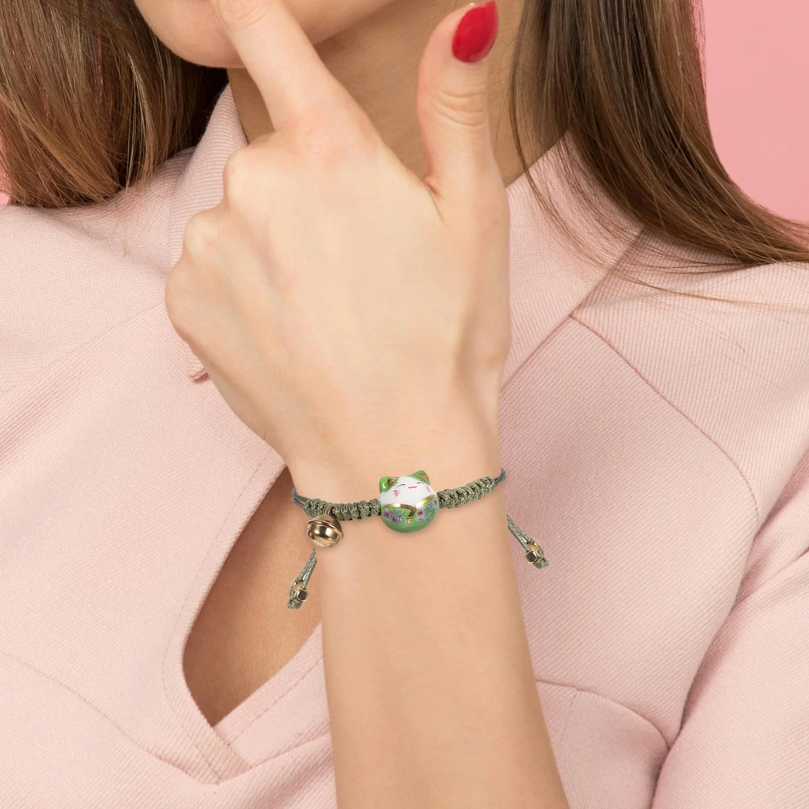 اليدوية Bradied حبل سوار القط الثروة رمز قابل للتعديل صالح تصميم ديكور جميل لسوار مضفر المزاج سعيد #3