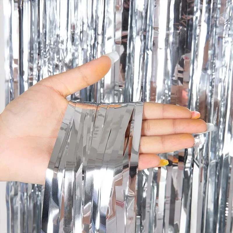 Birthday Party Wedding Decoration Backdrop Curtains Glitter Glossy Fringe Tinsel Foil Curtain Baby Shower Anniversary Wholesale image 3