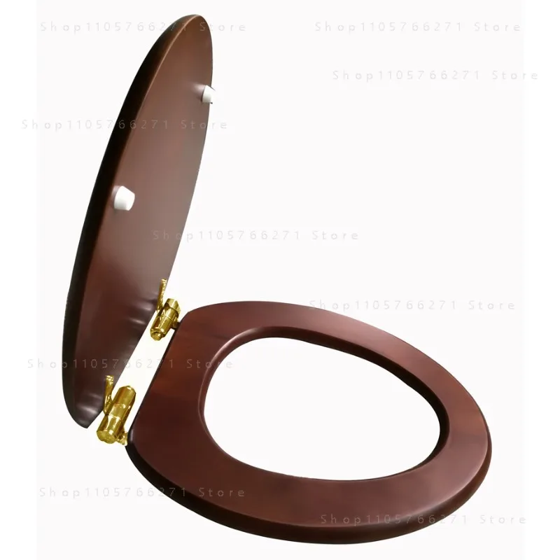 Rubber Wood Cover To Replace Old-fashioned Toilet, Long V-shaped Special Stainless Steel Slow-down Quick-release Hinge