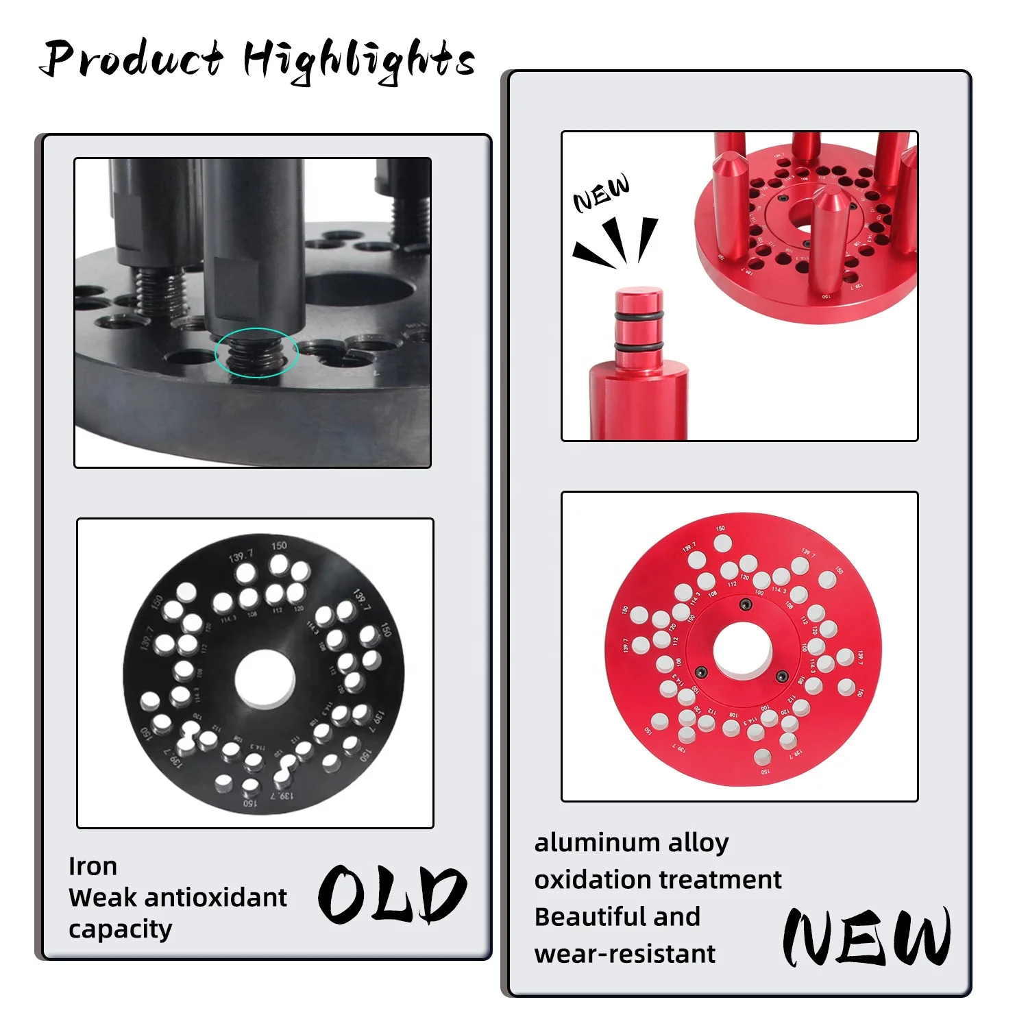 5 Lug / 6 Lug Bolt Patterns Wheel Balancer Mounting Plate Auto Tire Wheel Balancer Plate Aluminum Alloy Oxidation Treatment