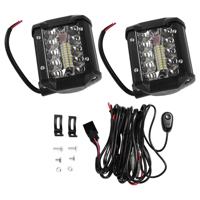 

AB96-For Truck Tractor Excavator Boat ATV SUV UTV GMC 4 Inch LED Pod Light Spot Flood Combo Driving Off Road Lamp