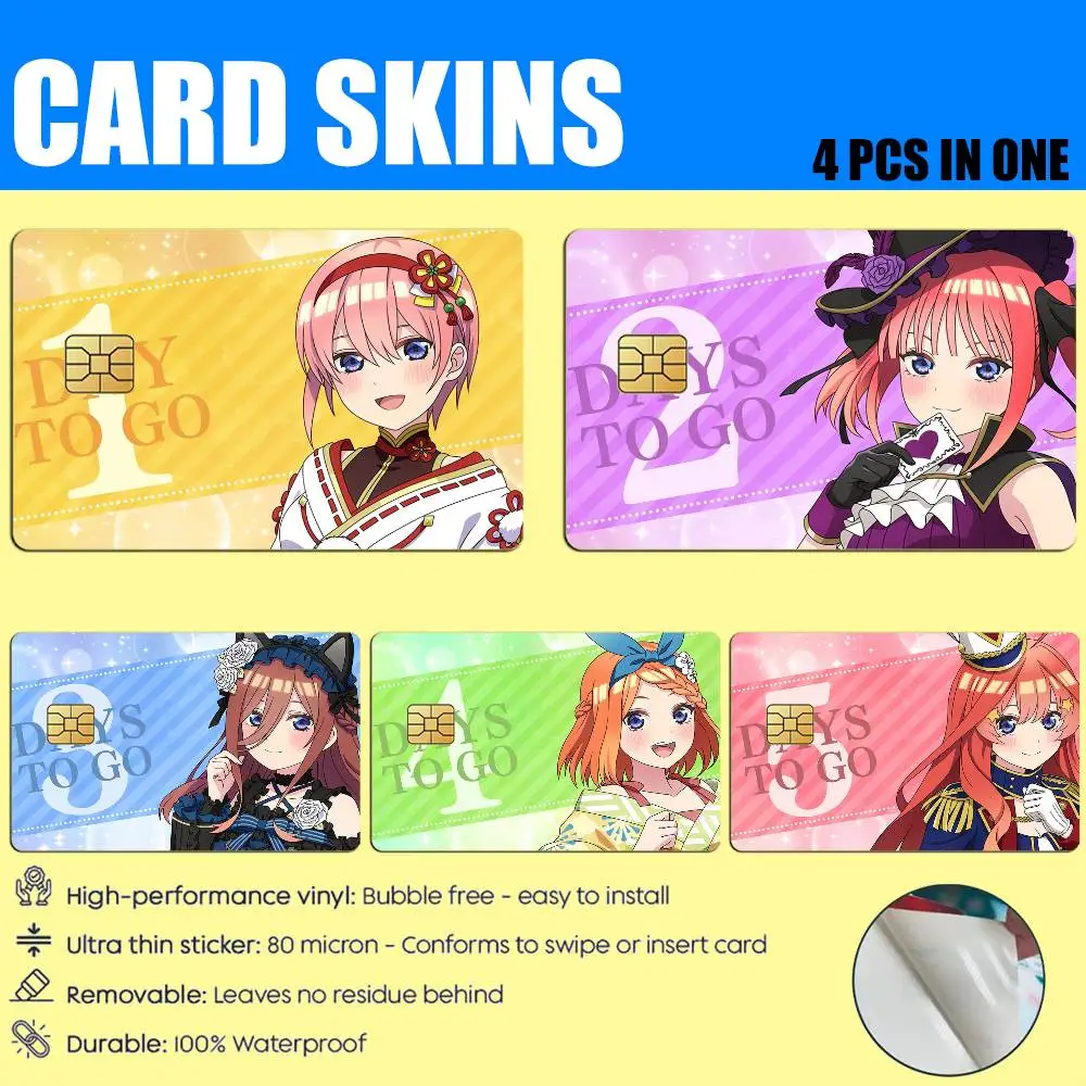 

5-Toubon Anime The Quintessential Quintuplets Card Stickers for Bank Access Protective Waterproof Film Cover Sticker Gift