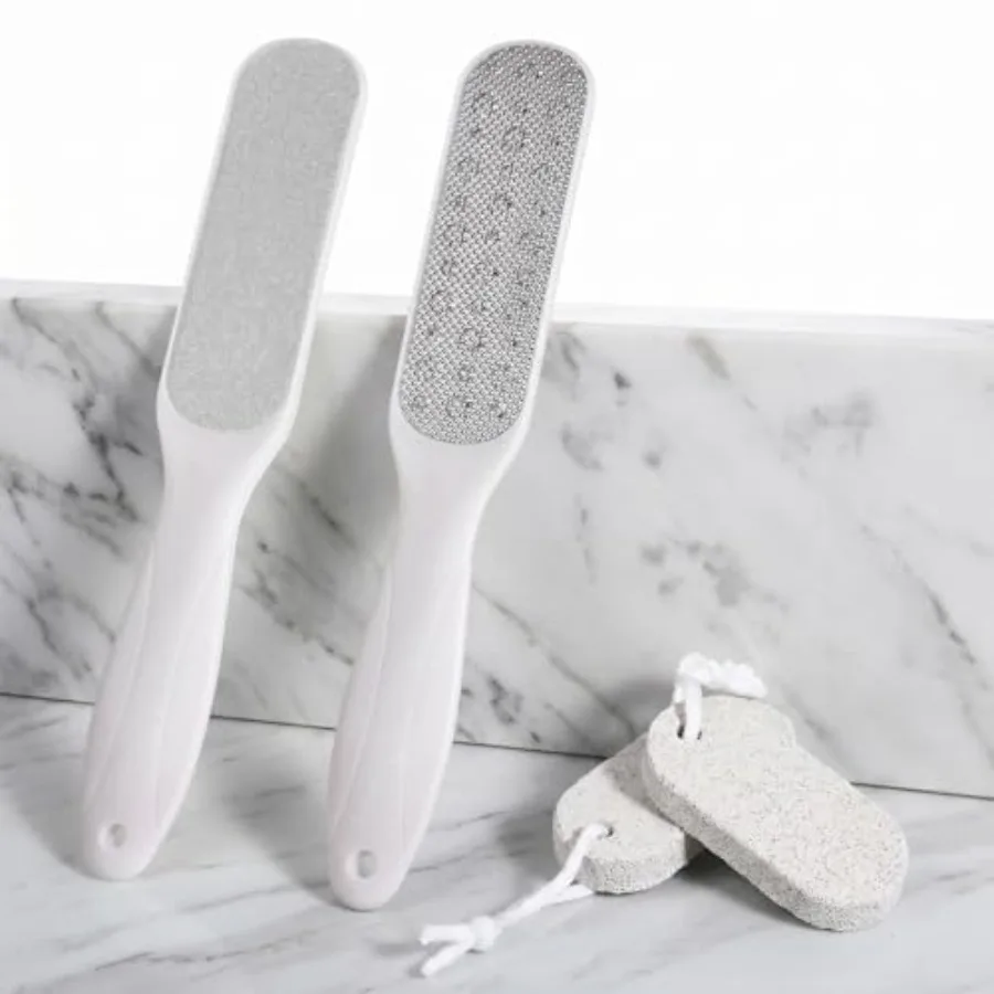 

4 Pcs Pumice Stone Foot File Foot Callus Remover Set Double Sided Feet Scrubber with Handle Fine Coarse Pedicure Pedicure Tool