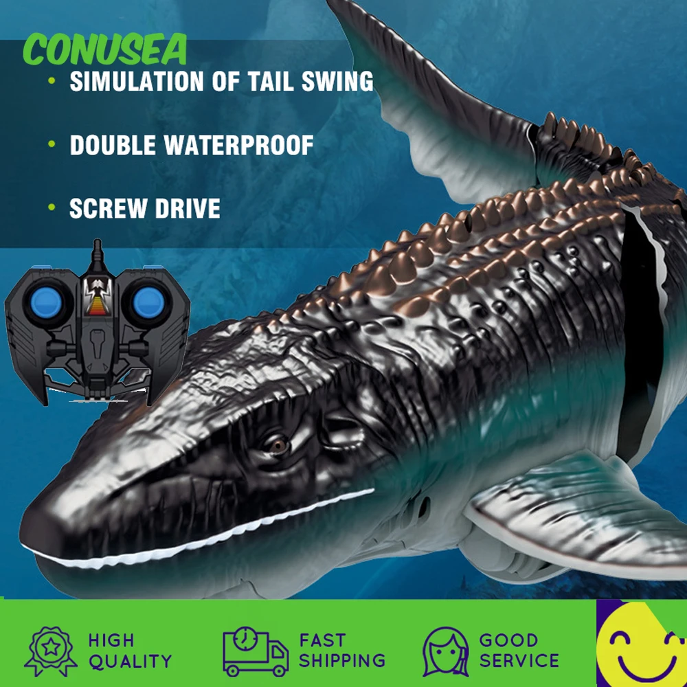 

Rc Boat Fist Simulation Radio Controlled Ship Animal Wireless Electric Boat High-Speed Speedboat Mosasaurus Boat Outdoor Toy Boy