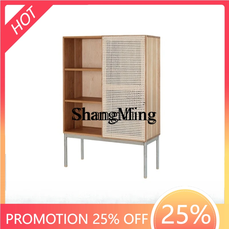 

SM new rattan coffee table solid wood TV cabinet living room new simple modern bedroom wall cabinet narrow
