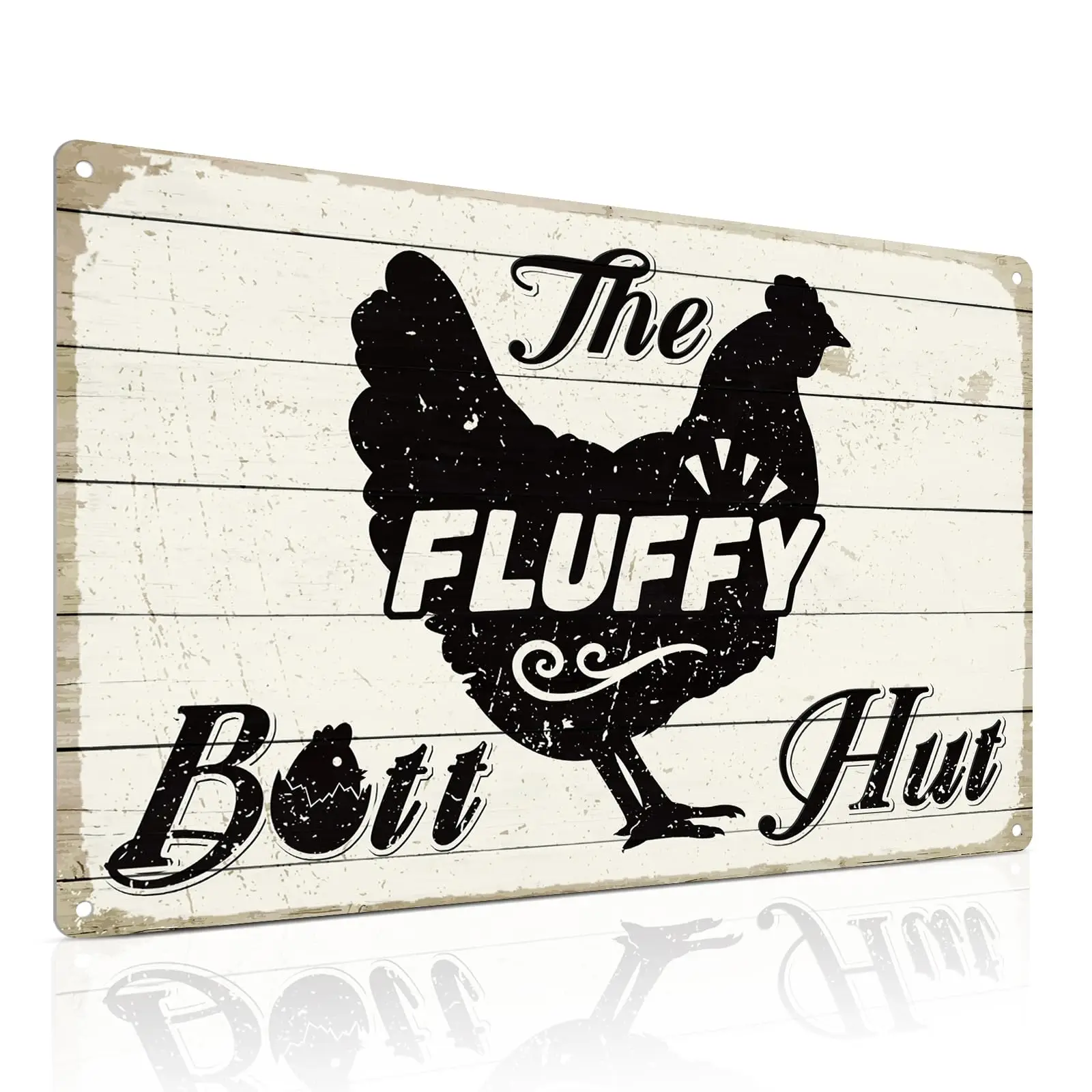 The Fluffy Butt Hut: A Fun Chicken Decor Metal Sign Suitable for Chicken Coop Accessories, an Gift for Chicken Lovers