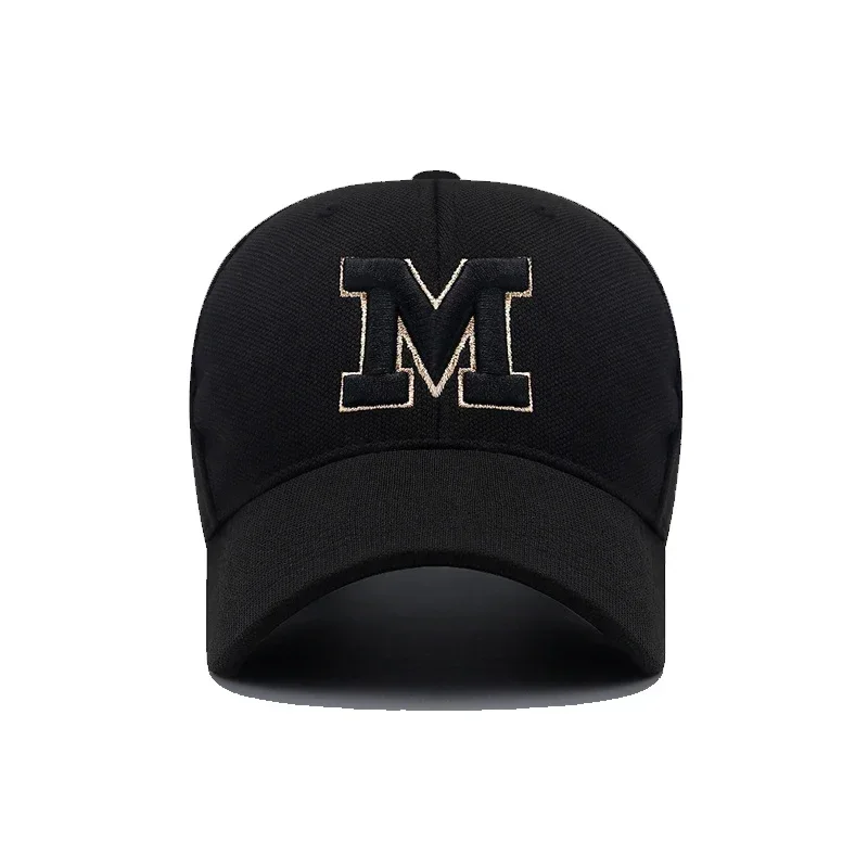 Brand New M Letter Gold Thread Embroidery Elastic Pineapple Cloth Material Thick and Durable High Quality Baseball Cap