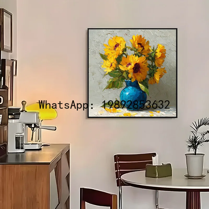 

PYJ Popular Oil Painting Hand-painted Flower Living Room Dining Room Background Wall Decoration Painting Modern Entrance Hanging