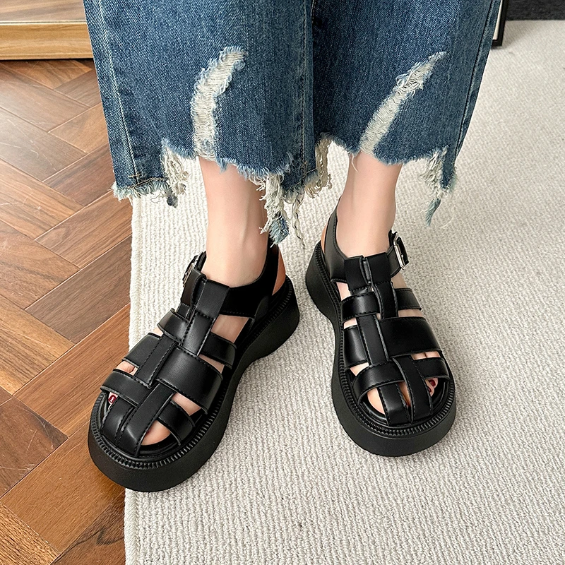 Sandals Shoes for Women Wedges Platform Gladiator Elegant Medium Heel Designer Comfortable Casual Retro Sneakers on Offer 2024