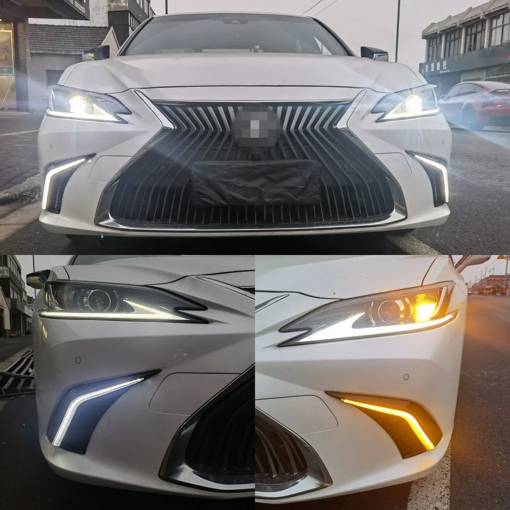 LED Dynamic Turn Signal Daytime Running Light DRL Daylight Fog Lamp For Lexus ES200 ES250 ES300h ES350 2018 2019 2020 2021 2022