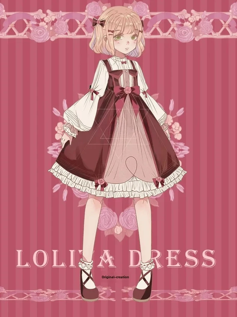 Original Little Bunny Lace JSK Dress Japanese Style Anime Cosplay Dress 2025 Lolita Floral Tank Dress For Daily Wear dsf2s