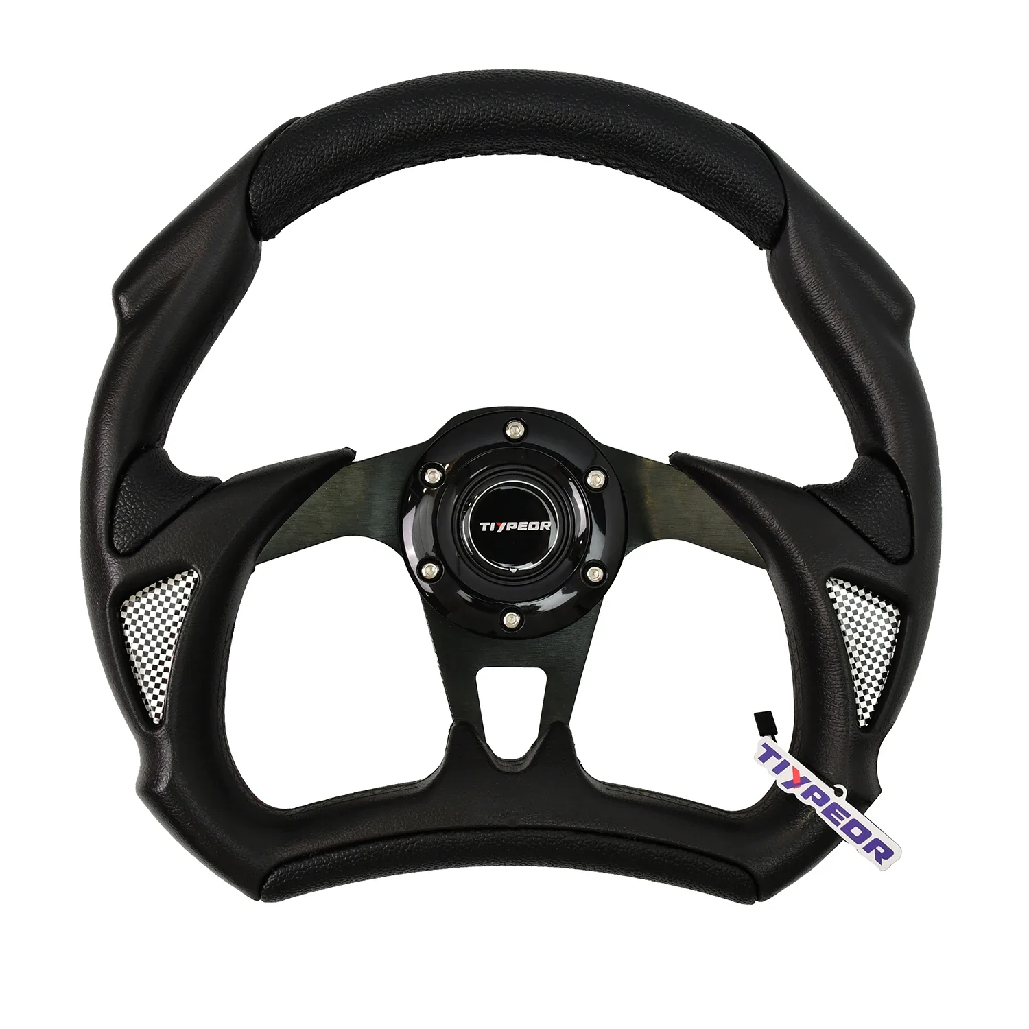 عجلة قيادة رياضية على شكل حرف D من مادة PVC عالمية حديثة 320 مم 45 مم مع قرن #3